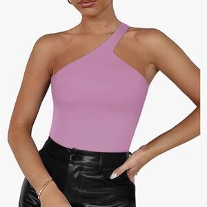 REORIA Women's One Shoulder Slimming Tank Top Bodysuit
